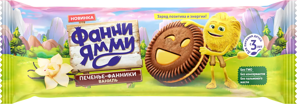 

Печенье Фанни Ямми c какао и ванильной начинкой 104 г