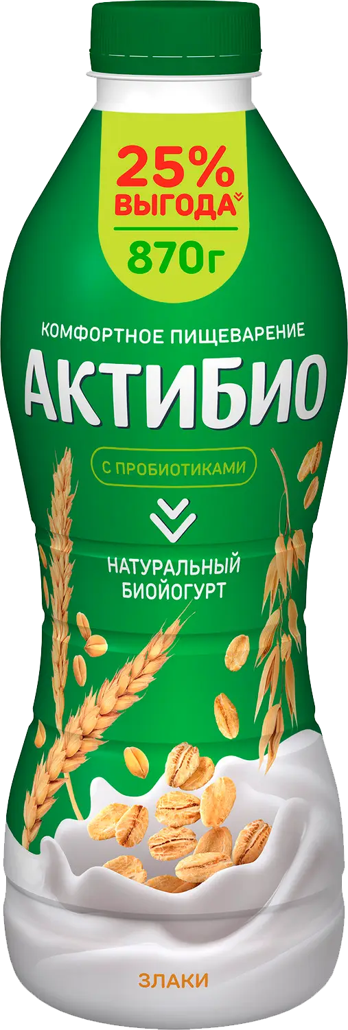 

Биойогурт питьевой Актибио Злаки 1.6% без змж 870 г