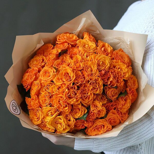 Букет из 51 оранжевой розы 40 см (Россия).