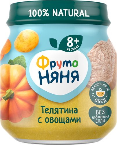

Пюре ФрутоНяня Телятина с овощами с 8 месяцев 100 г