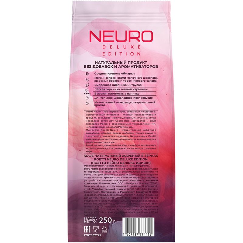 

Кофе в зернах Poetti Neuro Deluxe Edition 250 г
