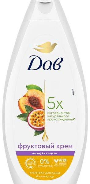 Крем-гель для душа Дав Увлажняющий маракуйя и персик 250мл