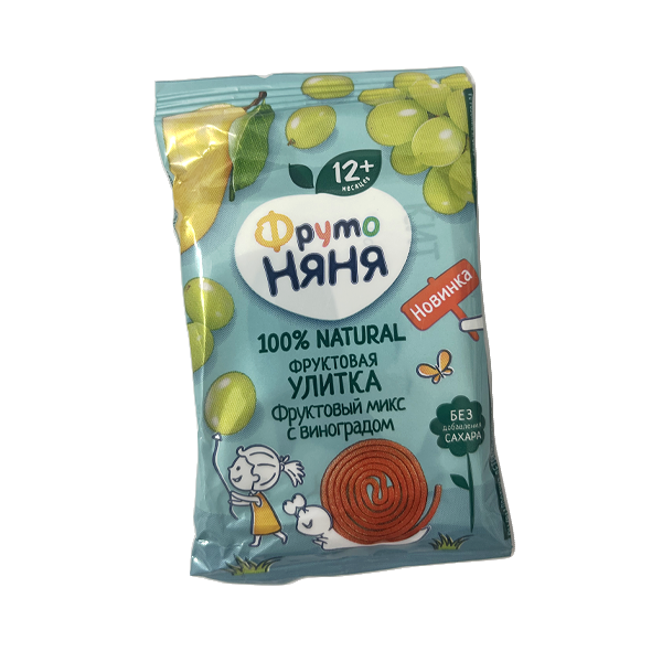 Фруто ньянья кусочки фруктов улитка яблоко, груша, слива, виноград 15г