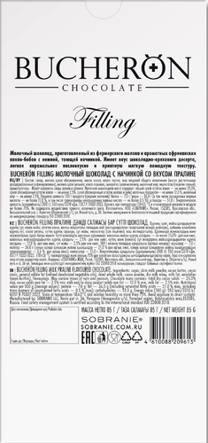 

Шоколад молочный Bucheron Filling с начинкой пралине 85 г