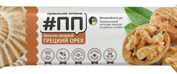 Батончик ореховый #ПП Грецкий орех 40г