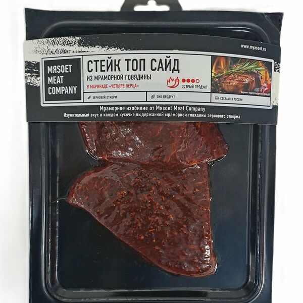 Стейк из говядины Myasoet Meat Company Топ Сайд в маринаде 4 перца охлажденный
