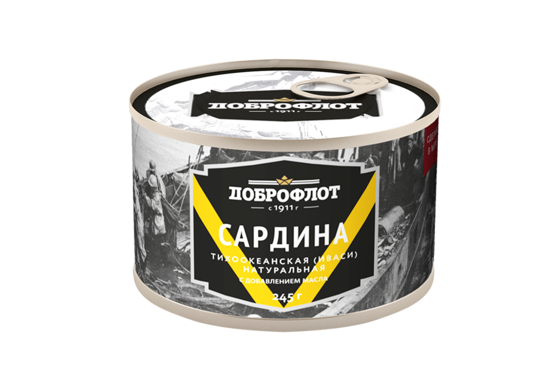 

Сардина Доброфлот иваси тихоокеанская натуральная с добавлением масла 245 г
