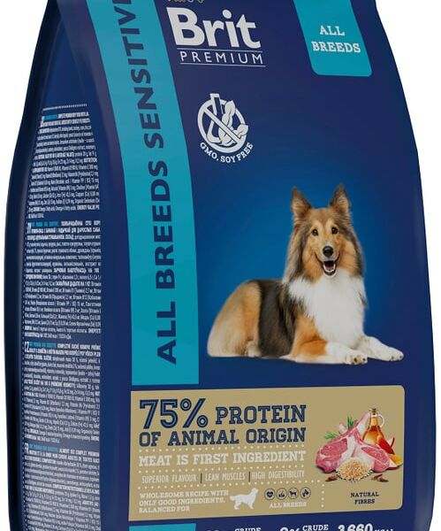 Сухой корм для собак Brit Premium Sensitive с бараниной и индейкой 1кг