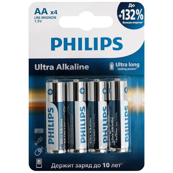 Элемент питания Philips Ultra алкалиновый AA-LR6 1.5В 4 шт.