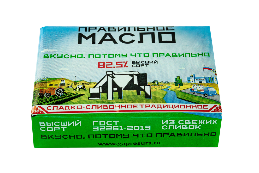 

Масло сладко-сливочное Правильное Масло традиционное 82.5% 180 г