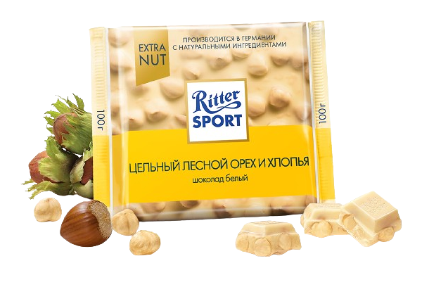 Шоколад бел Ritter Sport Nut Selection с цельн обжар орехом 100г