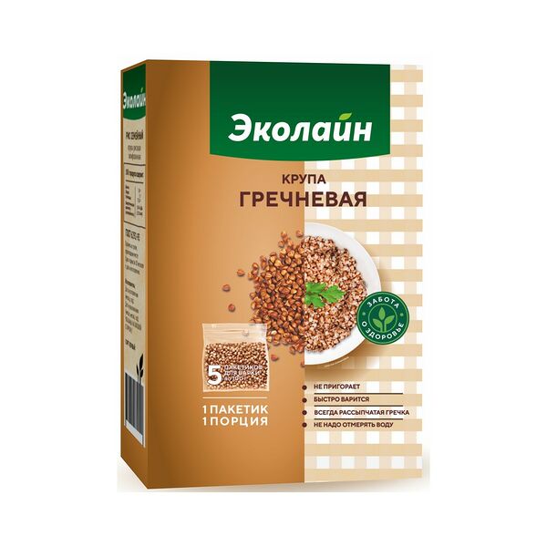 Крупа гречневая ЭКОЛАЙН быстрого приготов вес 5*100г