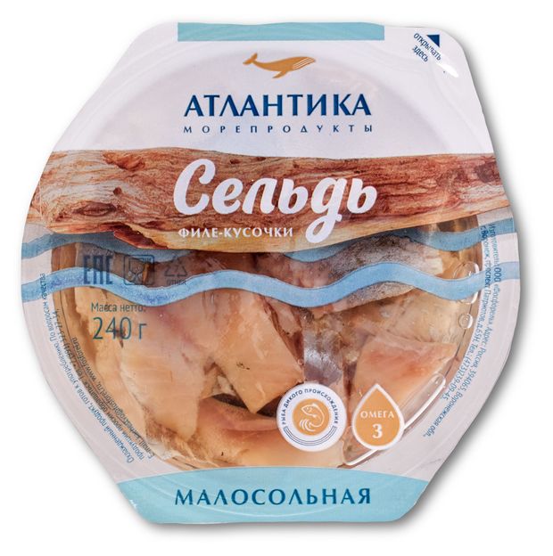 

Сельдь малосольная Атлантика филе-кусочки 240 г