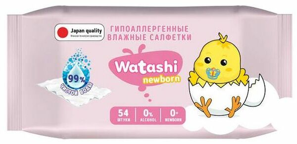 Влажные салфетки для детей Watashi 0+ Big-Pack 54 шт.