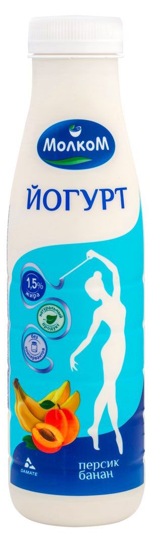 

Йогурт питьевой МолкоМ банан-персик 1.5% 450 г
