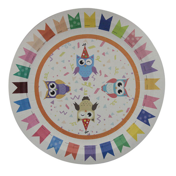 Тарелки ХАМЕЛЕОН Совушки из картона, 23 см, 6 шт.