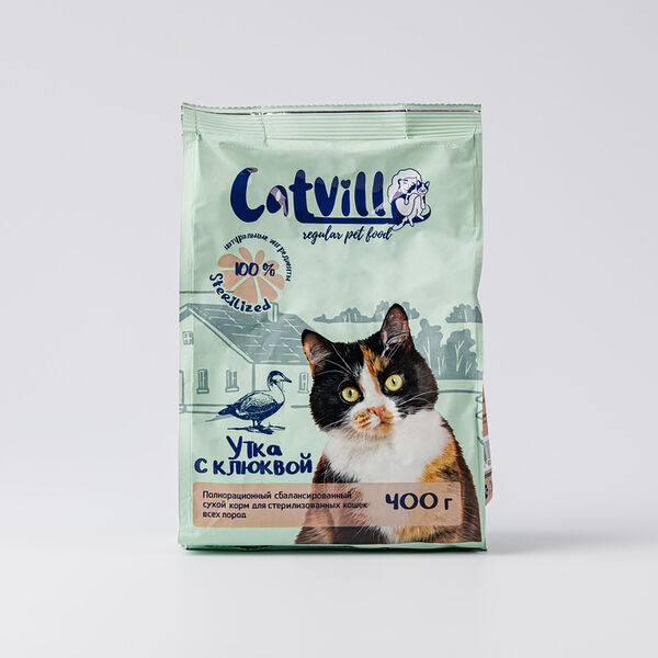 Корм сухой для стерилизованных кошек Cat Vill Утка с клюквой 400 г