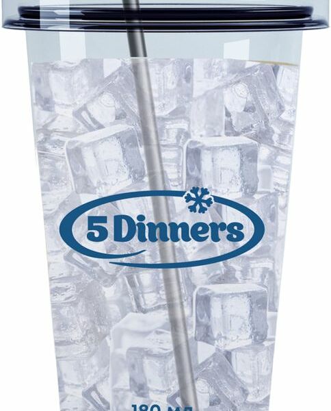 Лёд пищевой 5 Dinners стакан с трубочкой, 180 г 