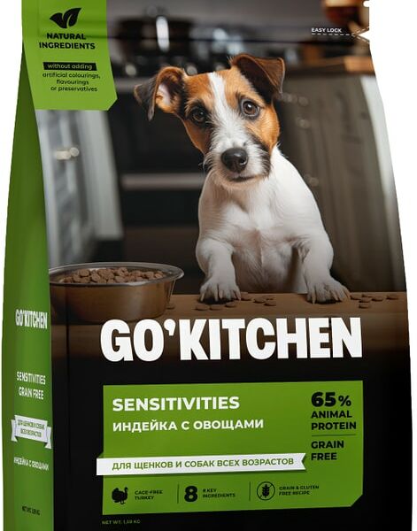 Сухой корм для щенков и собак Go Kitchen беззерновой для всех возрастов для чувствительного пищеварения с индейкой 5.44кг