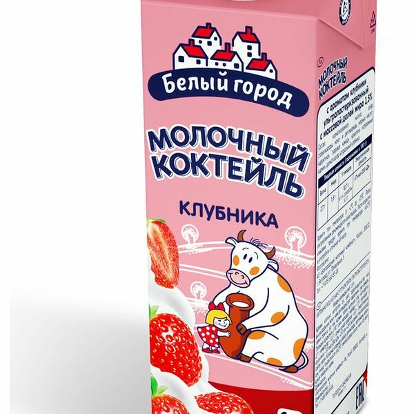Молочный коктейль Белый город Клубника 1,5%, 1000 мл