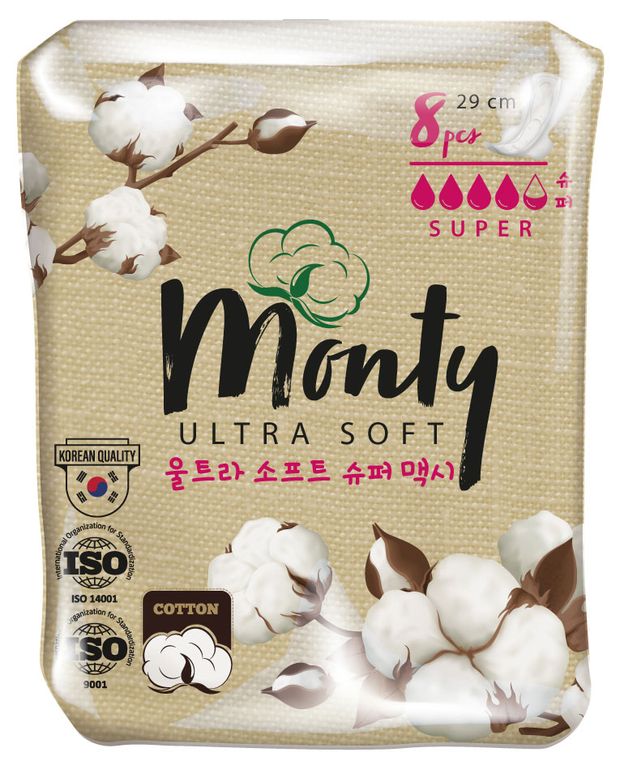 

Прокладки Monty Ultra Soft Super Plus гигиенические 8 шт