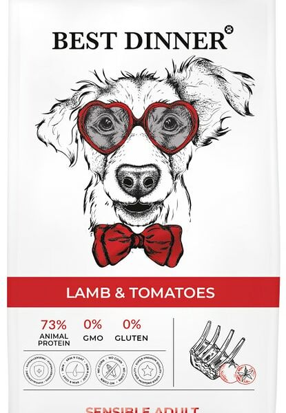 Корм для собак Best Dinner эдалт медиум/макси ягненок с томатами 15кг