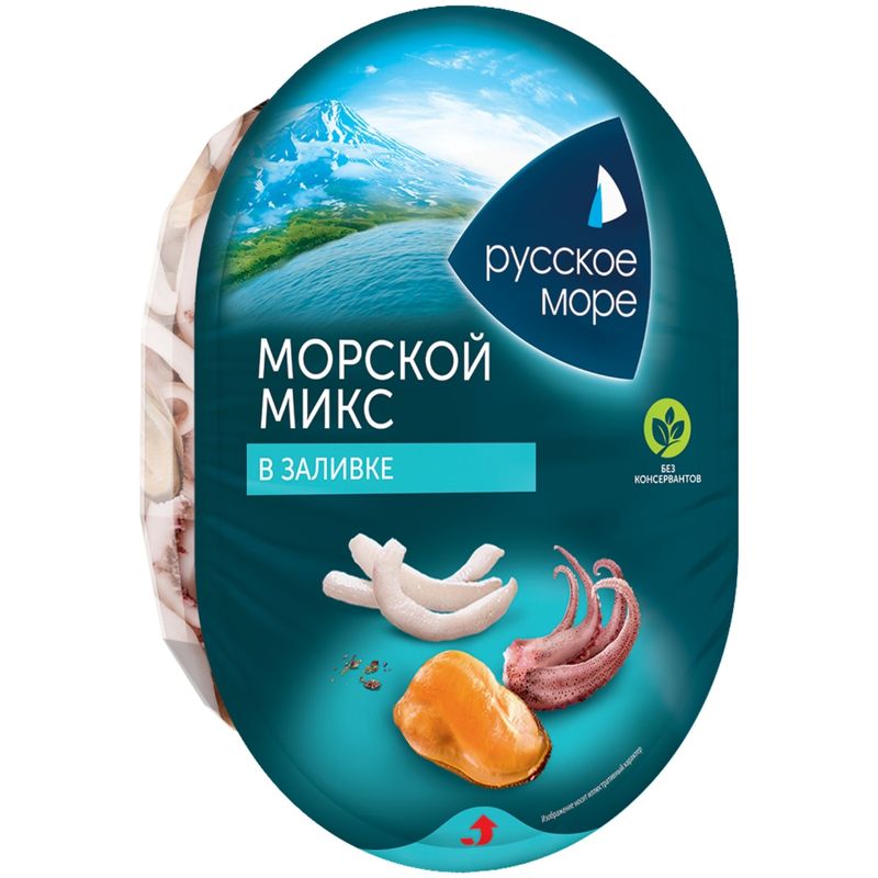 

Коктейль из морепродуктов Русское море Морской микс в заливке 180 г