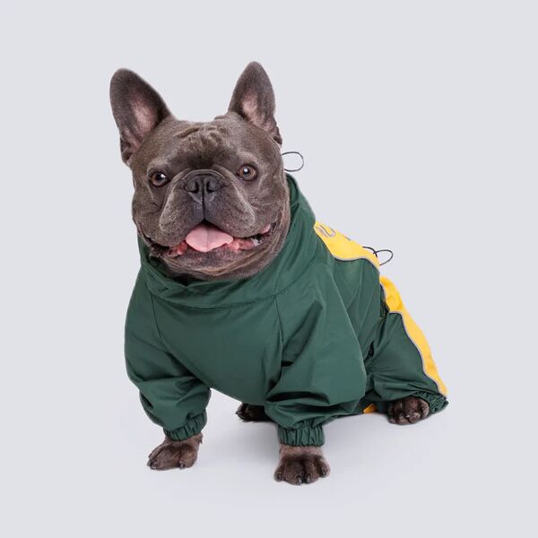 Дождевик с мембраной и резиновой молнией для французского бульдога, XL, 54х37х76 см, банан (мальчик)