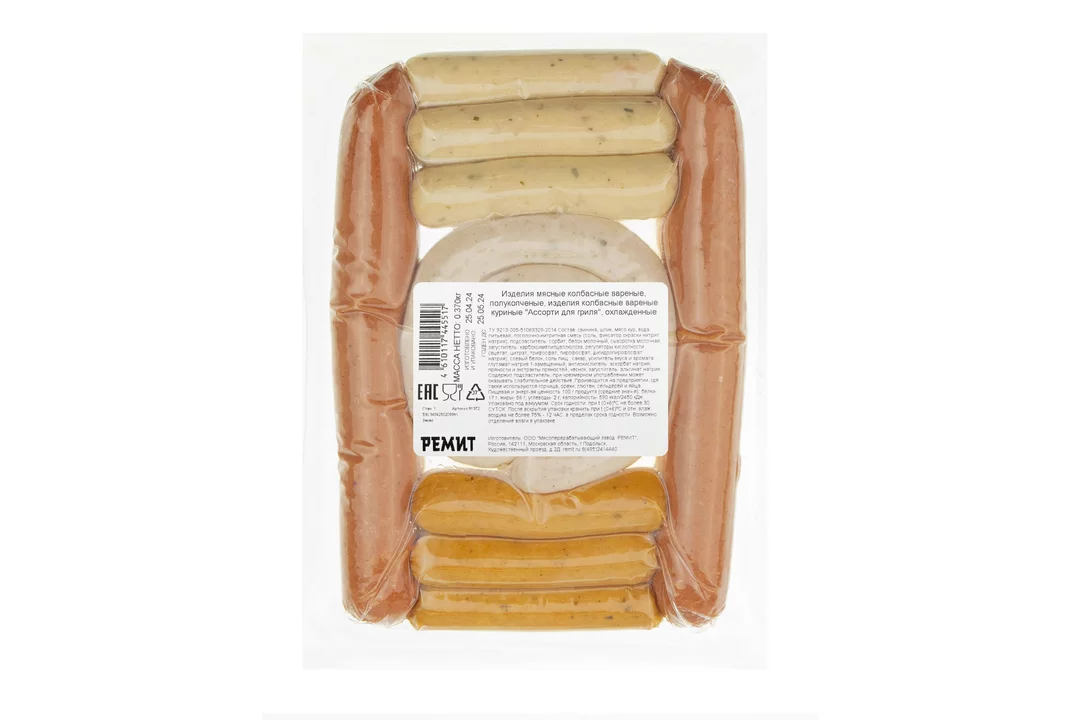 

Колбаски куриные Ремит Ассорти для гриля охлажденные 370 г