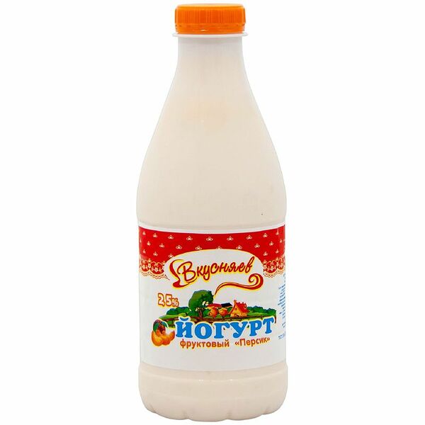 Йогурт питьевой Вкусняев персик 2.5%, 930г