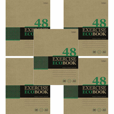 Тетрадь 48л А5 клетка на скобе КРАФТ серия Экобук 48Т5В1