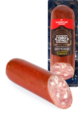 

Колбаса полукопченая Владимирский стандарт Запеченная с копченым окороком 300 г