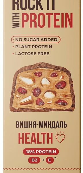Батончик Rock It With Protein Миндаль-Вишня в шоколаде 40г