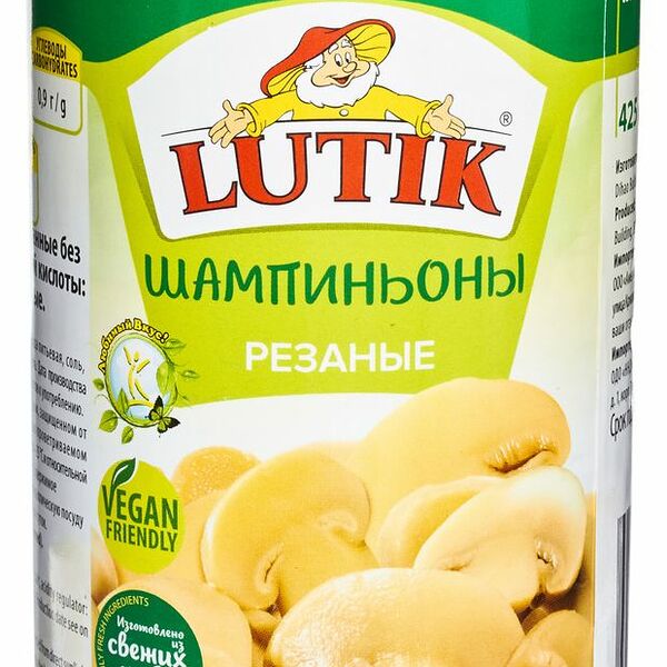 Шампиньоны LUTIK резаные 400г