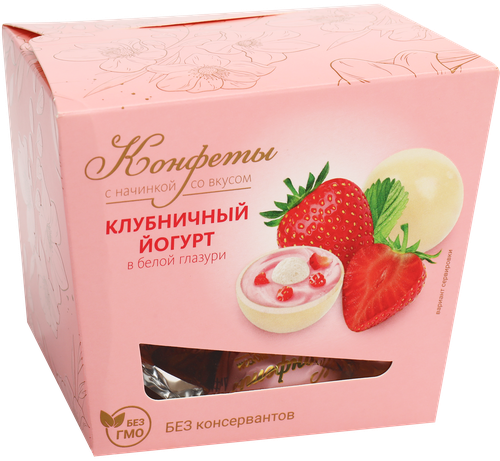 

Конфеты Клубничный йогурт в белой глазури, 130г