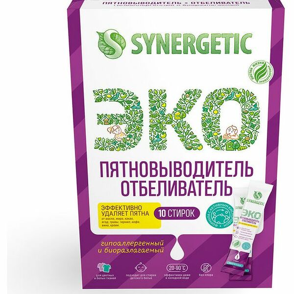 Пятновыводитель отбеливатель Synergetic Эко для цветных и белых тканей