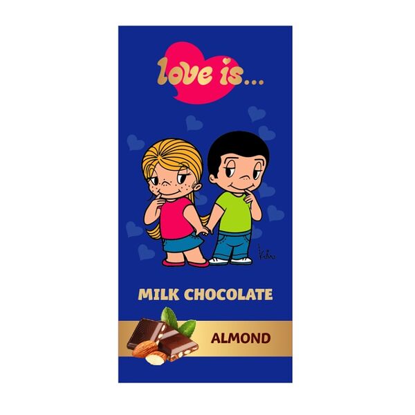 Шоколад молочный «Love is...» с дробленым миндалем 