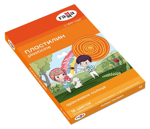 

Пластилин Гамма Оранжевое солнце 18 цветов 525 г