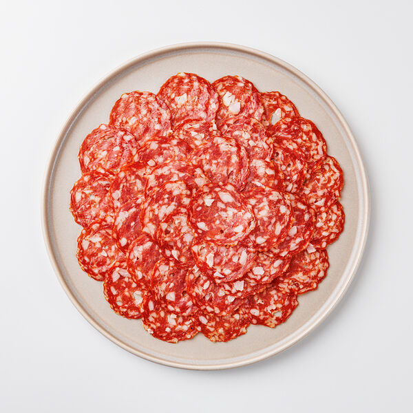 Колбаса Салями Пряная с пажитником и паприкой полусухая, нарезка