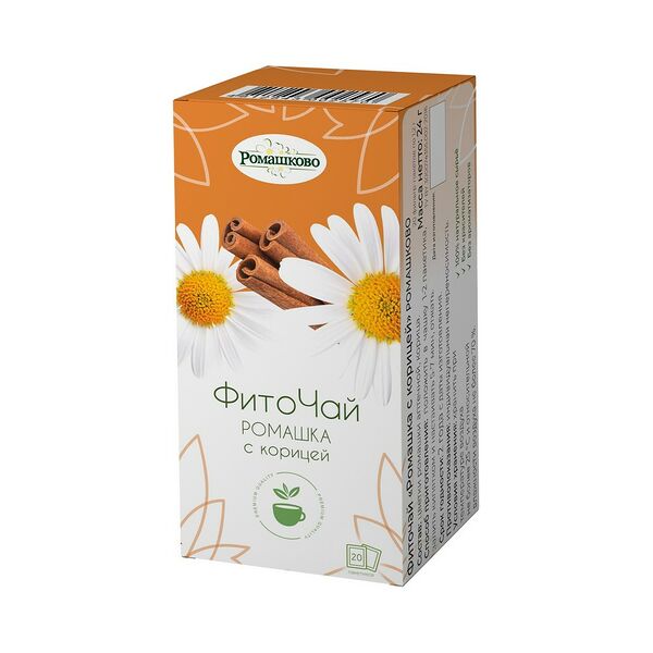 Фиточай Ромашка с корицей РОМАШКОВО по 1,2г №20 в пачке (24г)