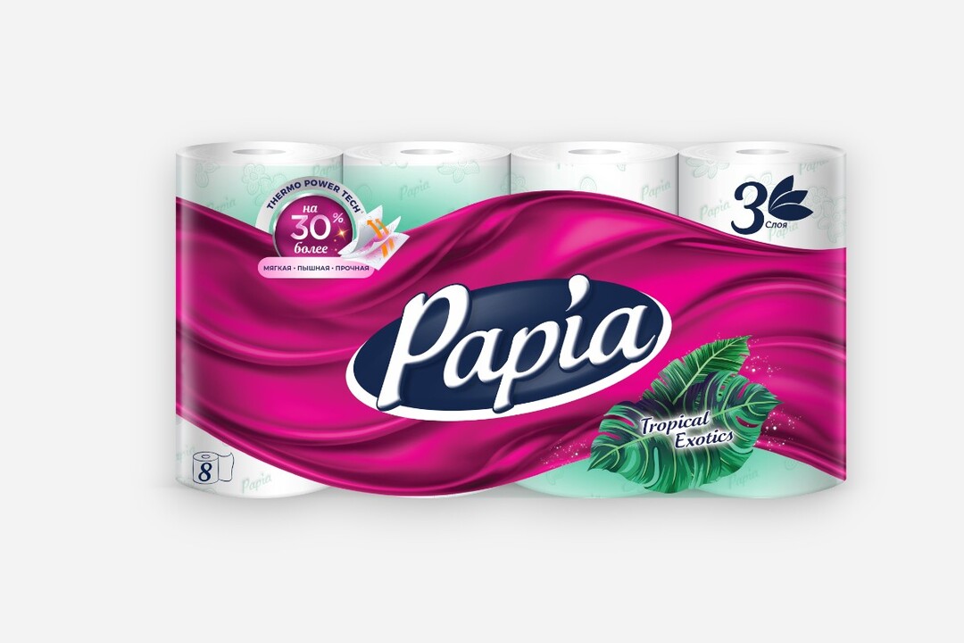 

Туалетная бумага Papia Тропическая экзотика 3 слоя 8 рулонов