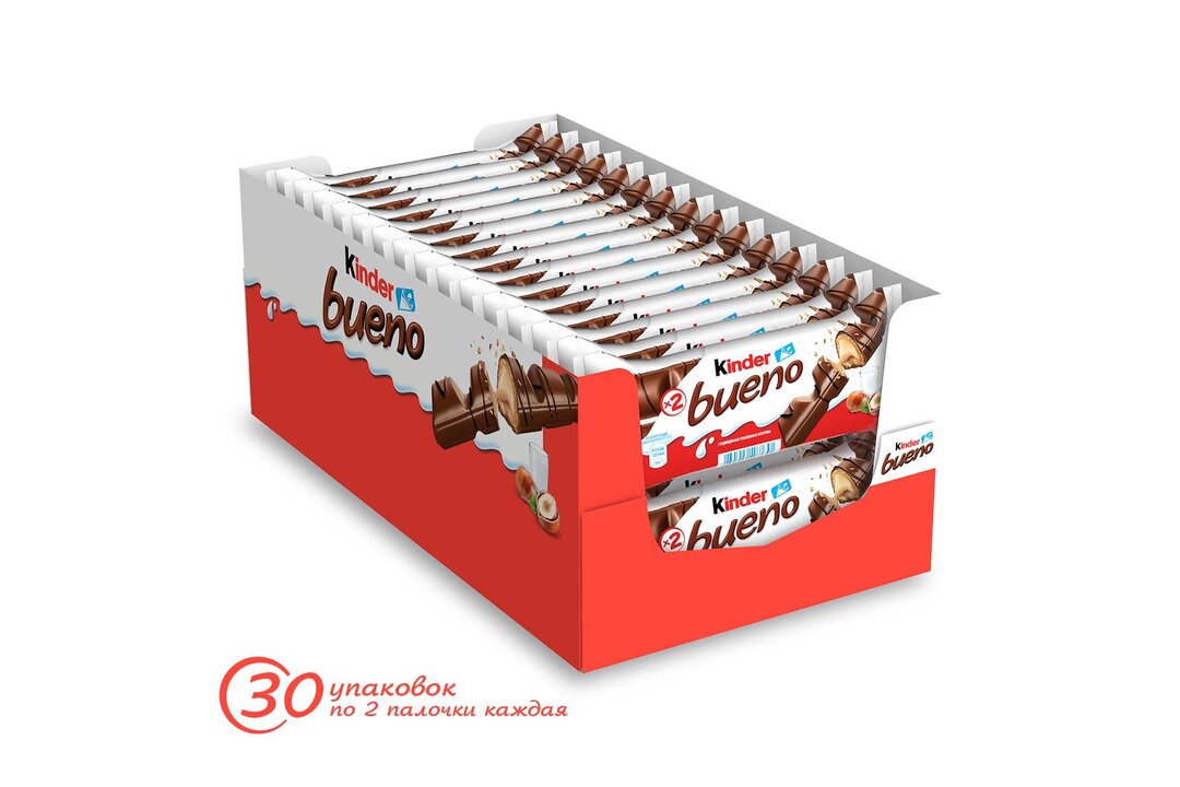 

Вафли Kinder Bueno Молочный шоколад с молочно-ореховой начинкой 43 г