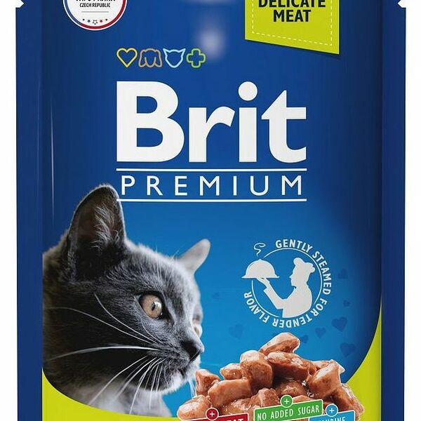 Влажный корм Brit Premium с ягненком и говядиной в соусе для взрослых кошек 85 г