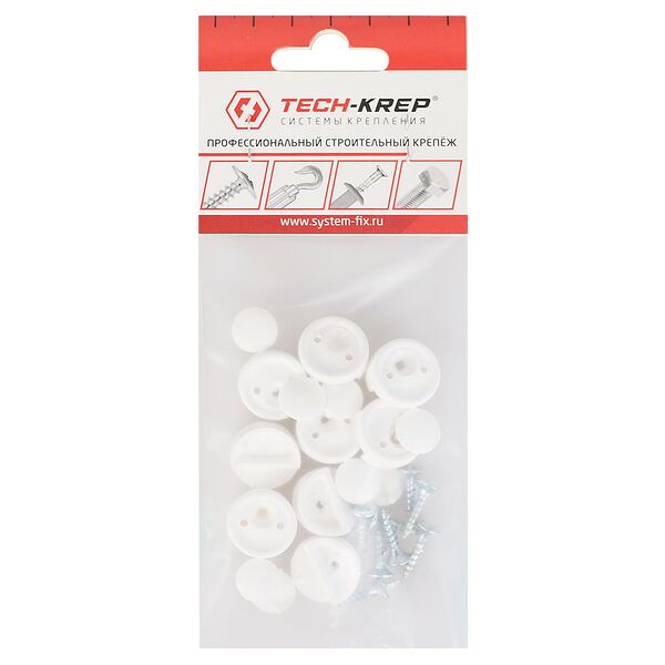 Зеркалодержатель Tech-Krep для мебели с шурупом, 8 шт, белый