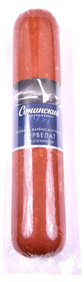 

Сервелат варено-копченый Сочинский мясокомбинат по-Сочински вес