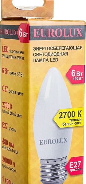 Лампа светодиодная Eurolux E27 6Вт