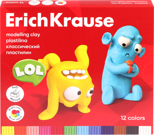 

Пластилин классический ErichKrause Jolly Friends 12 цветов
