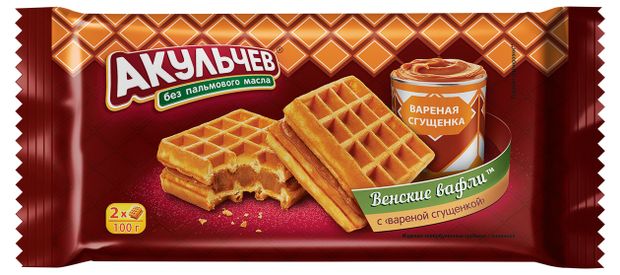 

Вафли Акульчев Венские с вареной сгущенкой 100г