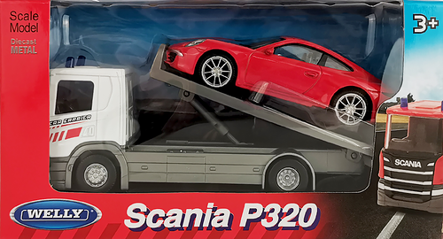 Набор игровой WELLY Грузовик Scania 1:57, Porsche 911 Carrera S 1:43