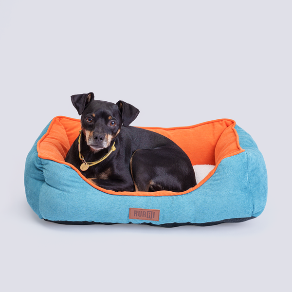 Лежак Rurri для кошек и собак мелких пород, 60х48 см, оранжево-голубой